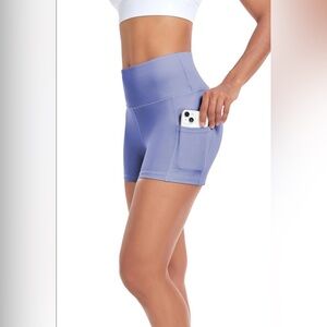 Seemly Women's Lavender Yoga Biker Shorts with Pockets